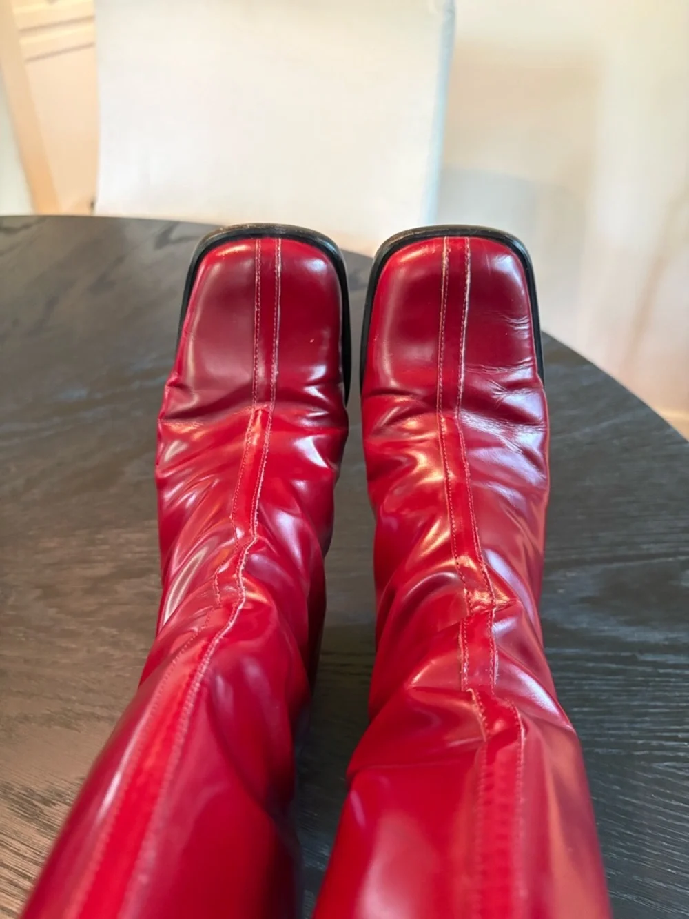 COACH Virginia J021 Burgundy Leather Square Toe Boots Made in Italy Size 6B - Picture 6 of 15